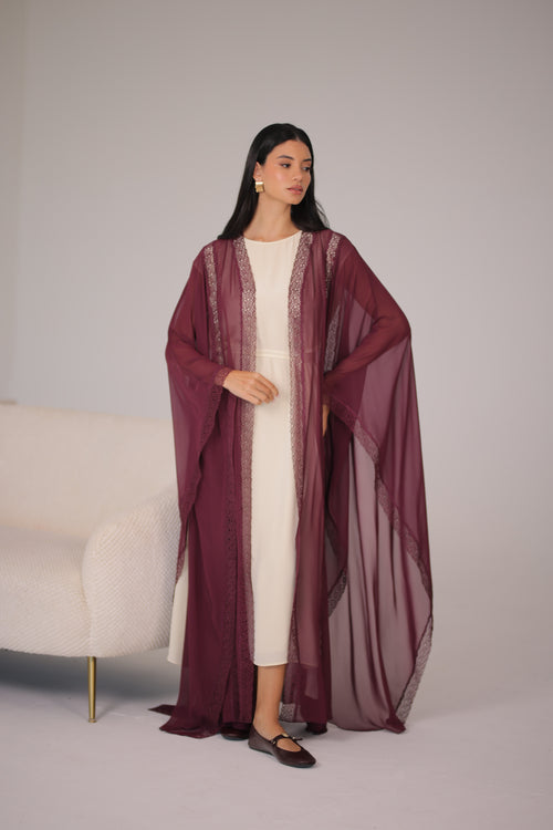LAMA ABAYA CAPE|Burgundy