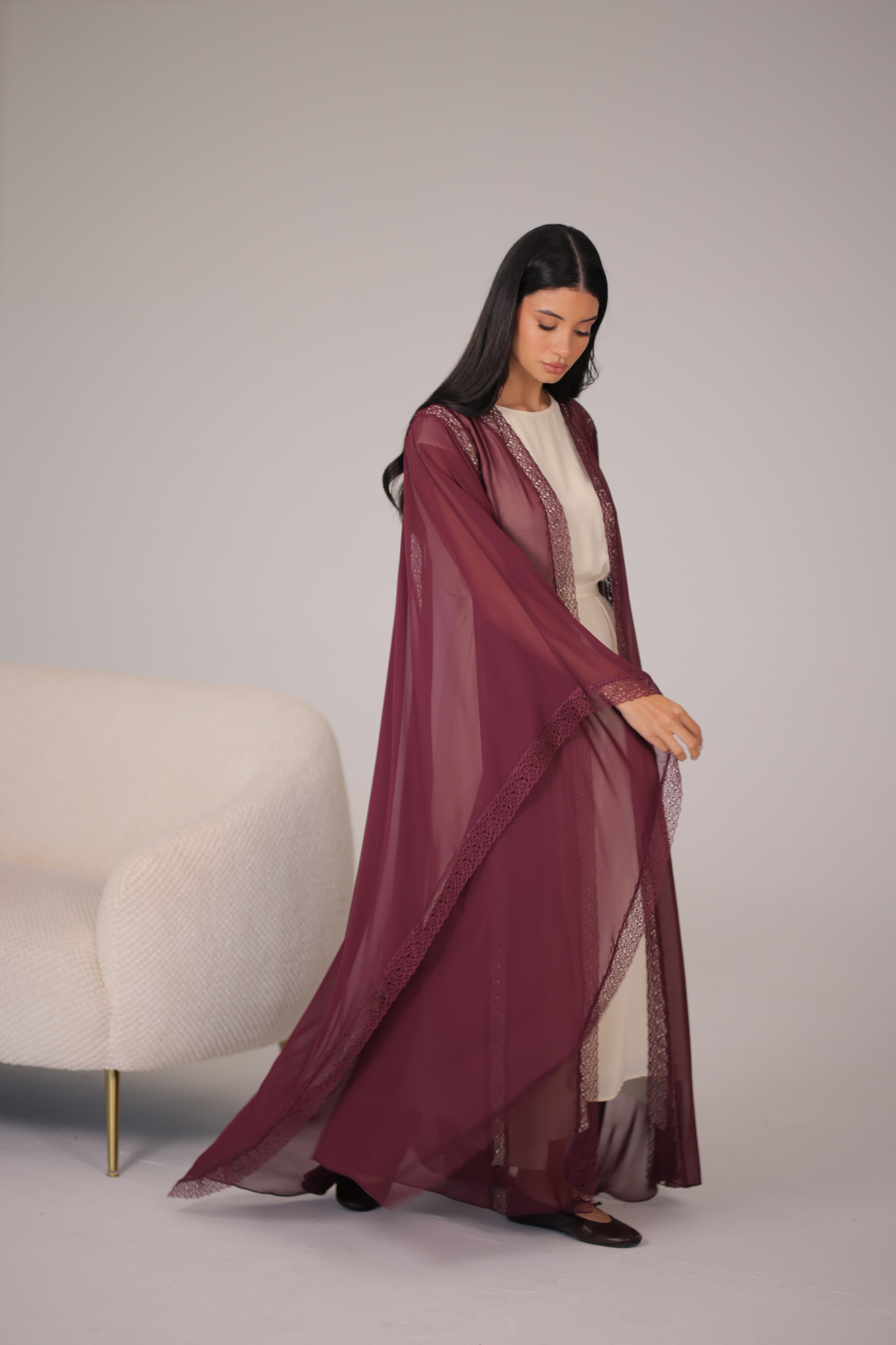 LAMA ABAYA CAPE|Burgundy