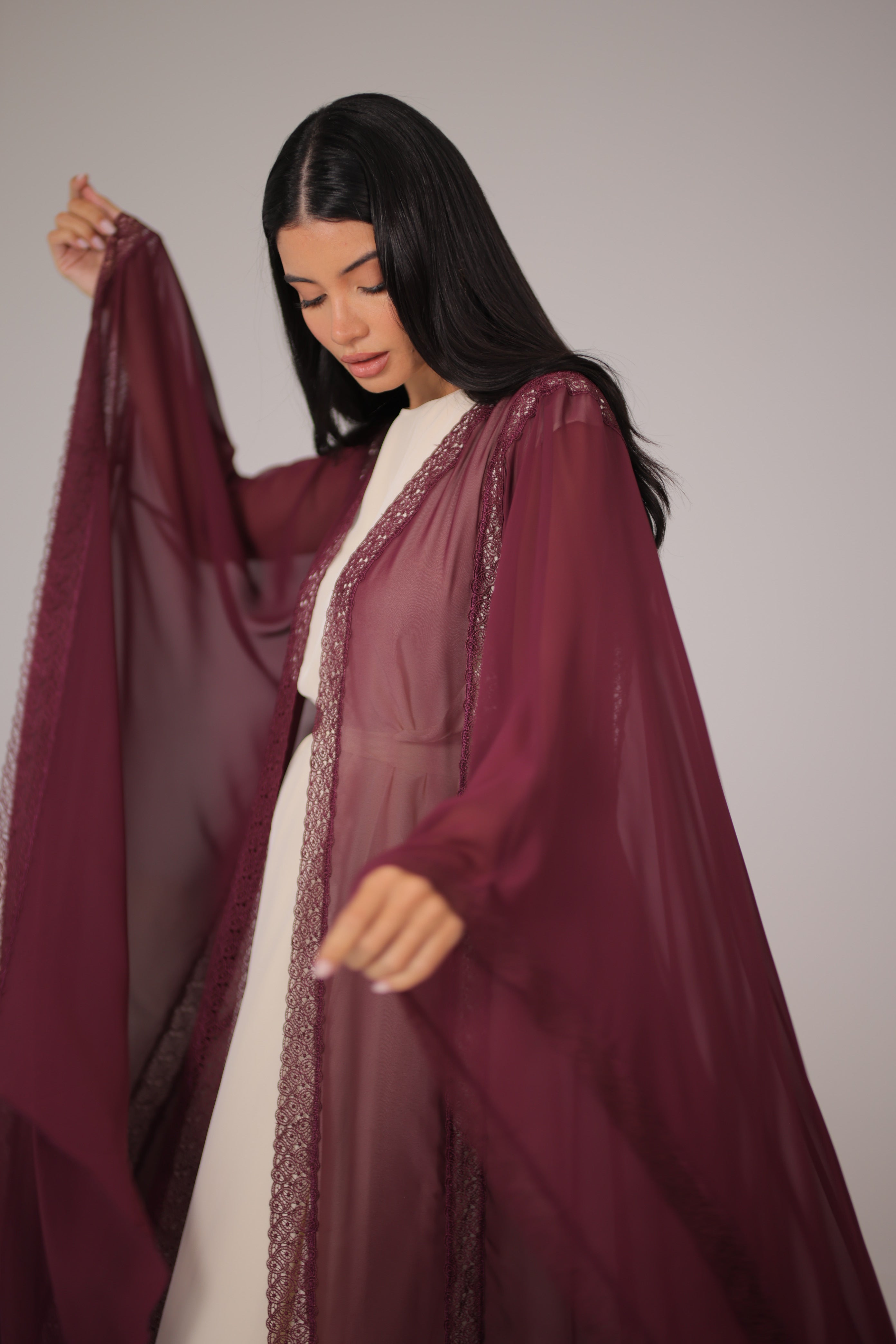LAMA ABAYA CAPE|Burgundy