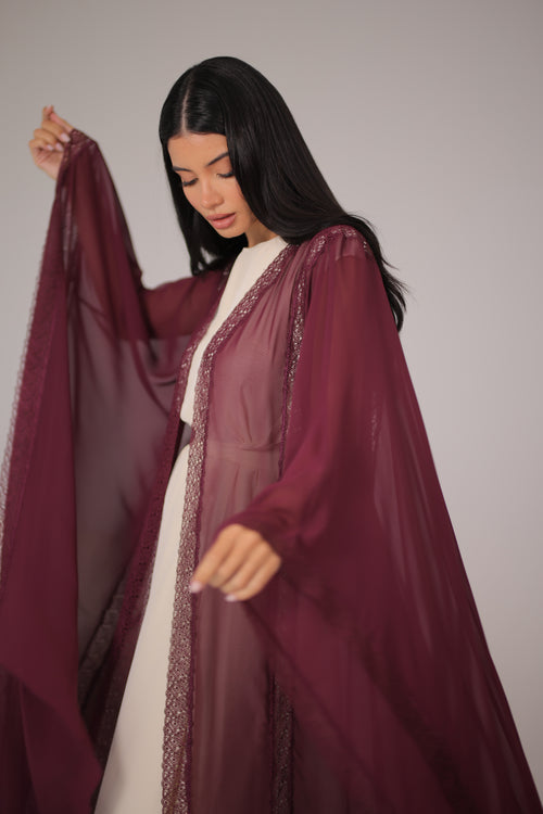 LAMA ABAYA CAPE|Burgundy