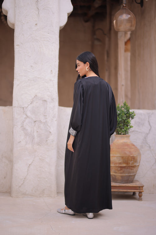 LAYALY ABAYA SET|BLACK'SILVER